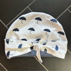 L'ovedbaby Organic Cotton Hat - Umbrella Print - White and Navy